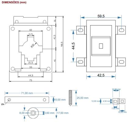 Imagem de Kit Medidor de Energia M1250SA Trifásico 220/380V + 3und TC MSQ 400/5A