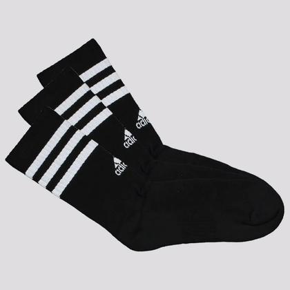 Imagem de Kit Meia Adidas 3S 6 Pares Cano Alto Preta e Branca