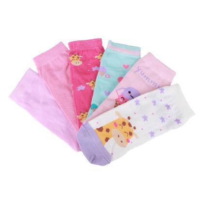 Imagem de Kit Meia Cano Curto Infantil Cia Da Meia 6 Pares Menina