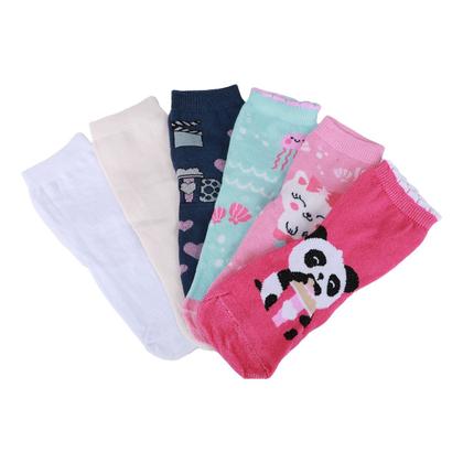 Imagem de Kit Meia Cano Médio Infantil Cia Da Meia 6 Pares Menina