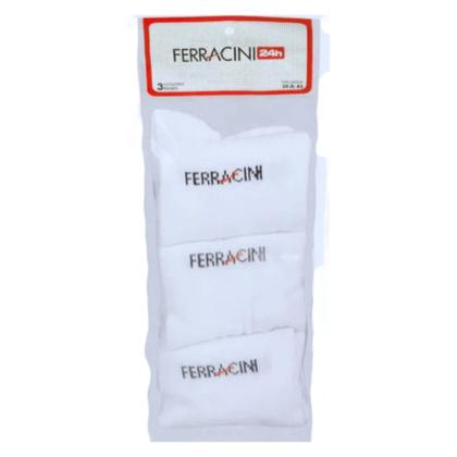 Imagem de Kit Meia Ferracini Masculina Sport Cano Longo Branco - Kit 3 Meias Brancas