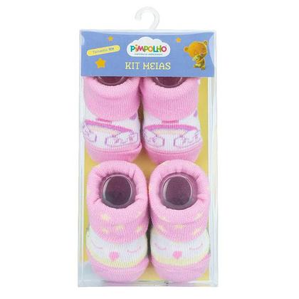 Imagem de Kit Meia Infantil Com 2 Pares Recém-Nascido Menina - Pimpolho