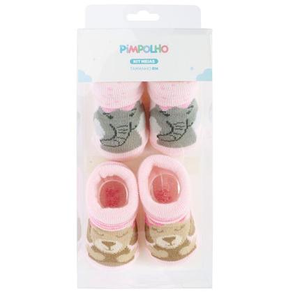 Imagem de Kit Meia Infantil Com 2 Pares Recém-Nascido Menina - Pimpolho