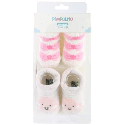 Imagem de Kit Meia Infantil Com 2 Pares Recém-Nascido Menina - Pimpolho
