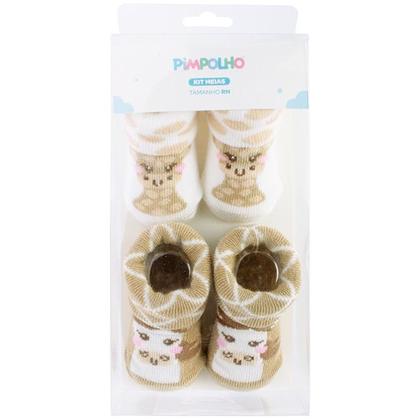 Imagem de Kit Meia Infantil Com 2 Pares Recém-Nascido Menina - Pimpolho