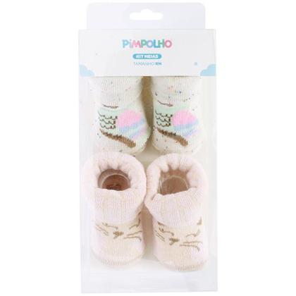 Imagem de Kit Meia Infantil Com 2 Pares Recém-Nascido Menina - Pimpolho