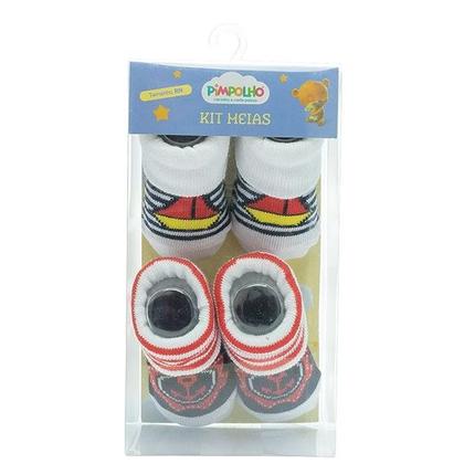 Imagem de Kit Meia Infantil Com 2 Pares Recém-Nascido Menino - Pimpolho