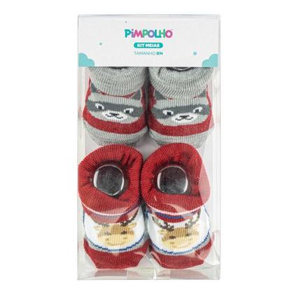 Imagem de Kit Meia Infantil Com 2 Pares Recém-Nascido Menino - Pimpolho
