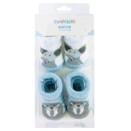 Imagem de Kit Meia Infantil Com 2 Pares Recém-Nascido Menino - Pimpolho