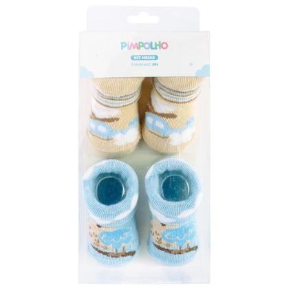 Imagem de Kit Meia Infantil Com 2 Pares Recém-Nascido Menino - Pimpolho