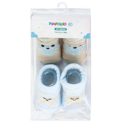 Imagem de Kit Meia Infantil Com 2 Pares Recém-Nascido Menino Pimpolho