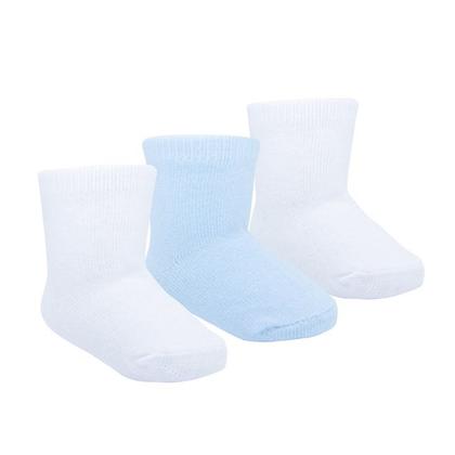 Imagem de Kit Meia Lisa Bebê Infantil Com 3 Pares Tamanho Recém-Nascido RN Pimpolho