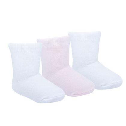 Imagem de Kit Meia Lisa Bebê Infantil Com 3 Pares Tamanho Recém-Nascido RN Pimpolho
