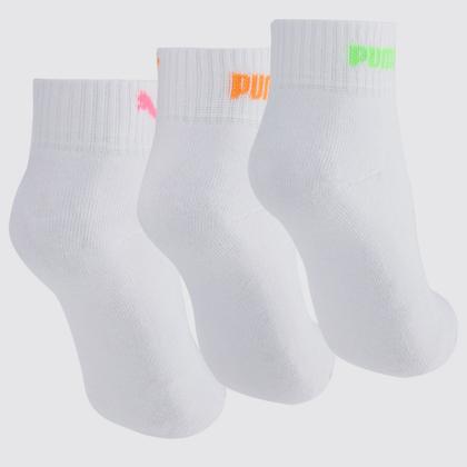 Imagem de Kit Meia Puma Cano Baixo 9 Pares Feminina Branca