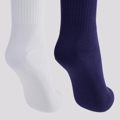 Imagem de Kit Meia Puma Cano Longo 2 Pares Branca e Marinho