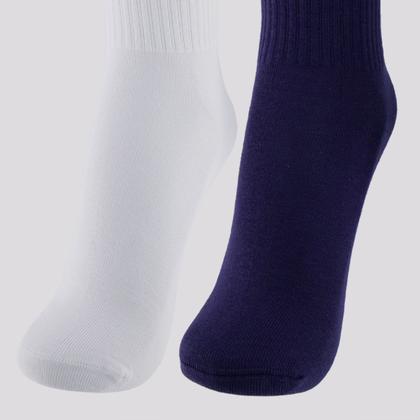 Imagem de Kit Meia Puma Cano Longo 2 Pares Branca e Marinho