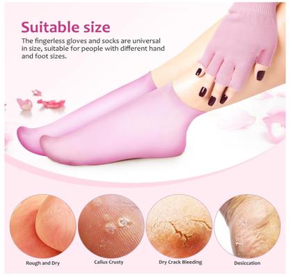 Imagem de Kit Meias E Luvas Hidratação Esfoliante Silicone Spa Cuidado