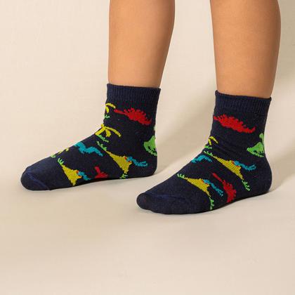 Imagem de Kit Meias Menino Infantil 06 Pares Coloridas Aranha Dinossauro Game Resistente Alta Qualidade Dallf