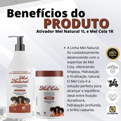 Imagem de Kit Mel Cola 1k + Óleo Nutritivo Mel Natural 60 ml Trihair