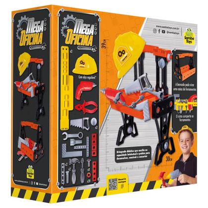 Imagem de Kit Menino Construtor Martelo Maleta Bancada de Ferramenta