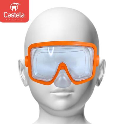 Imagem de Kit Mergulho Infantil Máscara Snorkel Laranja Verde Piscina Praia Castela