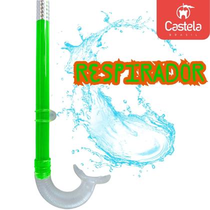 Imagem de Kit Mergulho Infantil Máscara Snorkel Laranja Verde Piscina Praia Castela