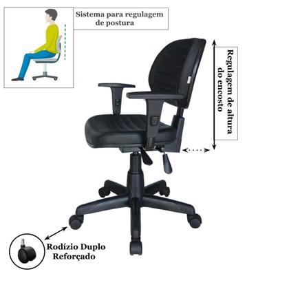 Imagem de Kit Mesa 1,50x0,60 + Cadeira ergonômica Back system com Braço regulável WORKSTART