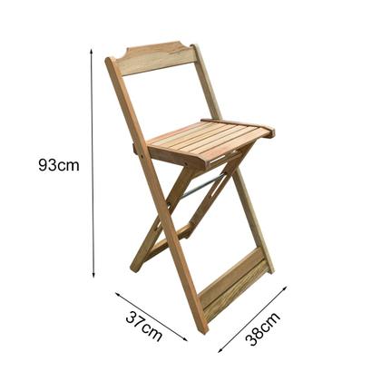 Imagem de Kit Mesa Bistrô Dobrável em Madeira Padrão com 3 Banquetas Altas - Crua