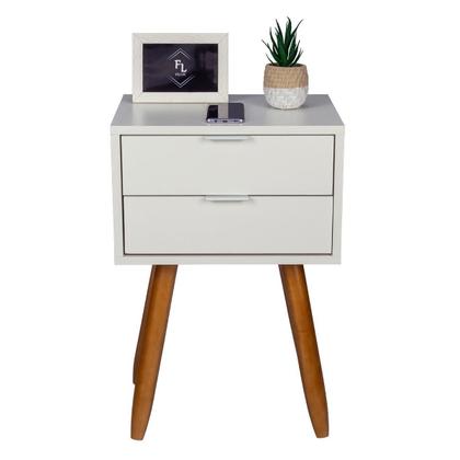 Imagem de Kit Mesa Cabeceira Retro 2 Gavetas 40 Pé Castanho Envio