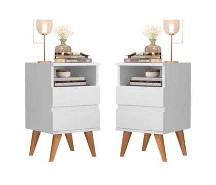 Imagem de Kit Mesa de cabeceira 2 Gavetas - Pop - Com cabeceira queen 1,60 Areia