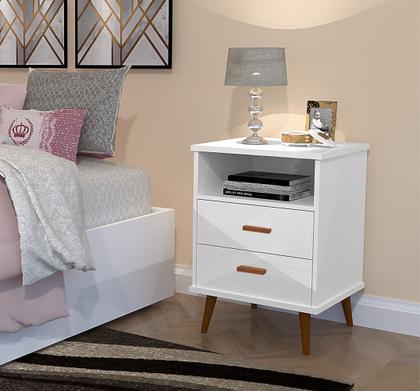 Imagem de Kit Mesa de Cabeceira ITÁLIA 2 Gavetas com Pés Retro - Varias cores - CM