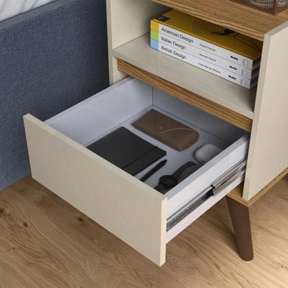 Imagem de Kit Mesa De Cabeceira Para Quarto Pés Retro 1 Gaveta  Várias Cores