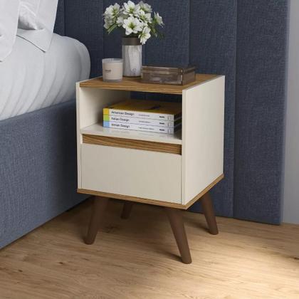 Imagem de Kit Mesa De Cabeceira Para Quarto Pés Retro 1 Gaveta  Várias Cores