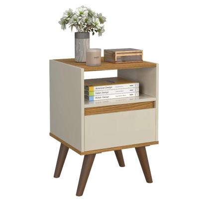 Imagem de Kit Mesa De Cabeceira Para Quarto Pés Retro 1 Gaveta  Várias Cores