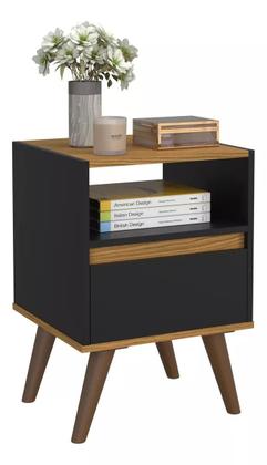 Imagem de Kit Mesa De Cabeceira Para Quarto Pés Retro 1 Gaveta  Várias Cores