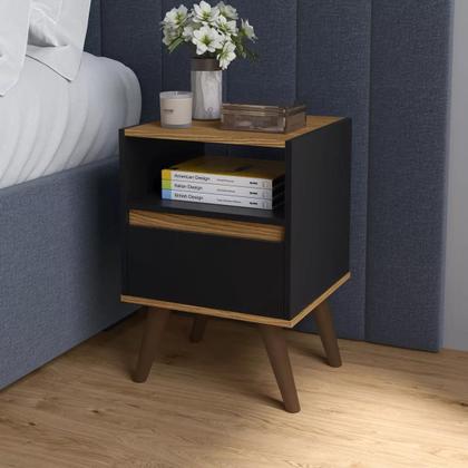Imagem de Kit Mesa De Cabeceira Para Quarto Pés Retro 1 Gaveta  Várias Cores
