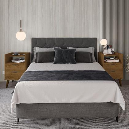 Imagem de Kit Mesa de Cabeceira Retrô Decor com Duas Gavetas e Pés Palitos - ViaNossa