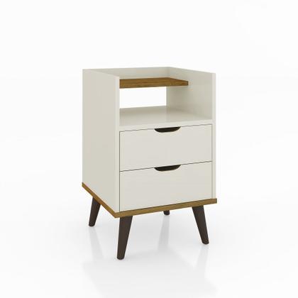 Imagem de Kit Mesa de Cabeceira Retrô Decor com Duas Gavetas e Pés Palitos - ViaNossa
