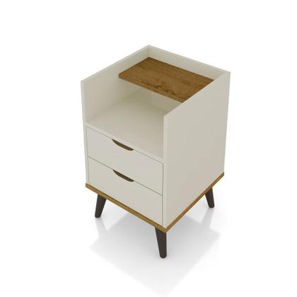 Imagem de Kit Mesa de Cabeceira Retrô Decor com Duas Gavetas e Pés Palitos - ViaNossa