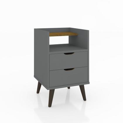 Imagem de Kit Mesa de Cabeceira Retrô Decor com Duas Gavetas e Pés Palitos - ViaNossa