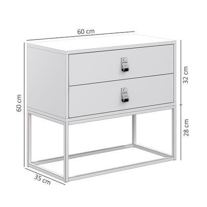 Imagem de Kit Mesa De Cabeceira Unic 60cm Moderno Desing Europeu Puxadores Em Couro