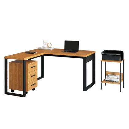 Imagem de Kit Mesa de Escritório c/ Gaveteiro e Mesa Auxiliar 100% Mdf