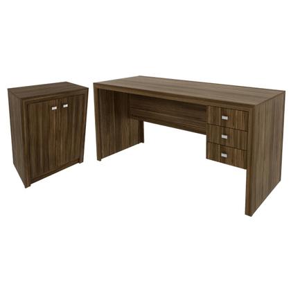 Imagem de Kit Mesa de Escritório com Armário de 2 Portas Nogal