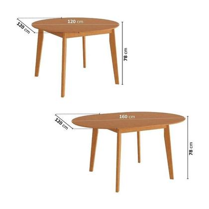 Imagem de Kit Mesa de Jantar Extensível Redonda Tarsila e 4 Cadeiras Jandaia CabeCasa MadeiraOriginals