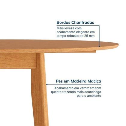 Imagem de Kit Mesa de Jantar Extensível Redonda Tarsila e 4 Cadeiras Jandaia CabeCasa MadeiraOriginals