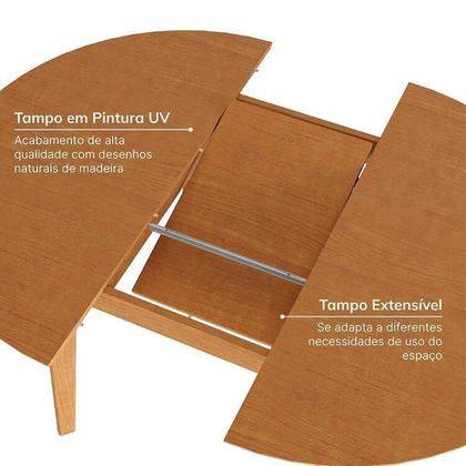 Imagem de Kit Mesa de Jantar Extensível Redonda Tarsila e 4 Cadeiras Jandaia CabeCasa MadeiraOriginals