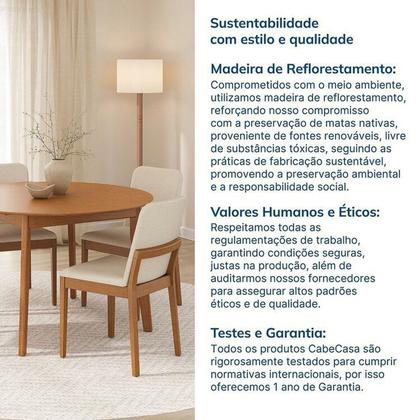 Imagem de Kit Mesa de Jantar Extensível Redonda Tarsila e 4 Cadeiras Jandaia CabeCasa MadeiraOriginals