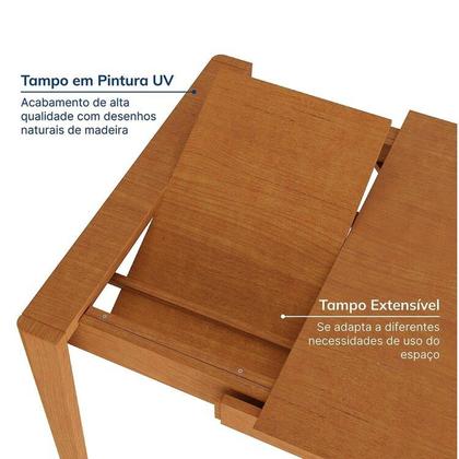 Imagem de Kit Mesa de Jantar Extensível Retangular Tarsila e 4 Cadeiras Jandaia CabeCasa MadeiraOriginals