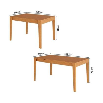 Imagem de Kit Mesa de Jantar Extensível Retangular Tarsila e 4 Cadeiras Jandaia CabeCasa MadeiraOriginals