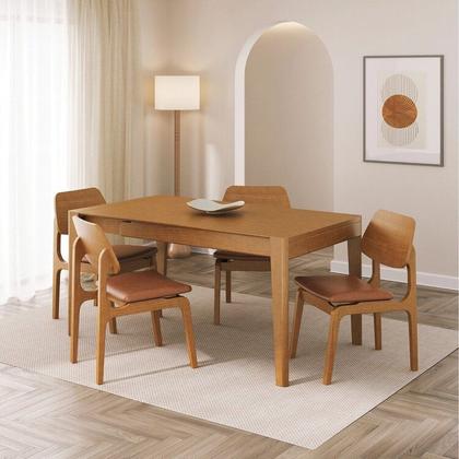 Imagem de Kit Mesa de Jantar Extensível Retangular Tarsila e 4 Cadeiras Jandaia CabeCasa MadeiraOriginals